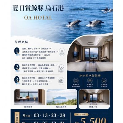 【9-10月】夏日賞鯨豚 烏石港 OA HOTEL 3日