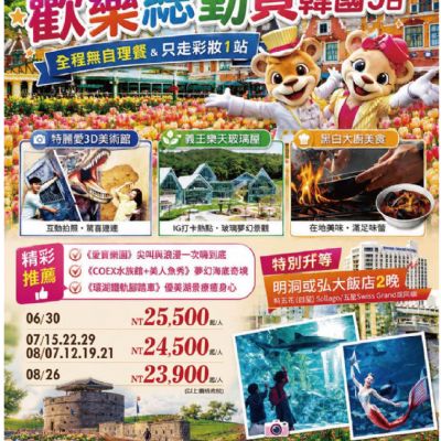 【6-8月】歡樂總動員韓國5日