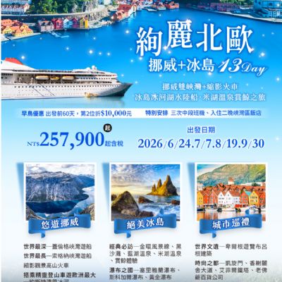 【6-9月】絢麗北歐 挪威+冰島 13日